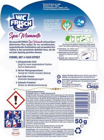 Туалетний камінь WC-Frisch Spa Moments Harmony (10 шт. 50 г), WC Fragrance Flusher з розкішними ефірними оліями, WC Stone для насолоди та тривалого аромату 10 упаковок по 10 шт.