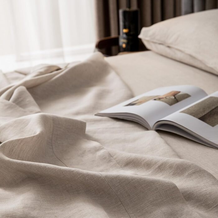 Льняна постільна білизна CHUFFED, 100 льон, простирадло з пранням, дихаюча постільна білизна для фермерських будинків, м&39яке пране покриття, лише простирадло, 1 простирадло (150 см x 250 см, натуральний льон), 150250 см