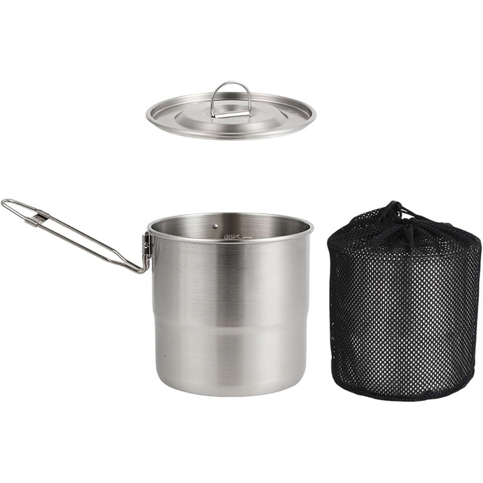 Універсальні горщики для приготування їжі на відкритому повітрі, кемпінгові горщики з нержавіючої сталі, надійне підвішування, їжа в дикій природі, швидке нагрівання, модель з ручкою з нержавіючої сталі для кемпінгу