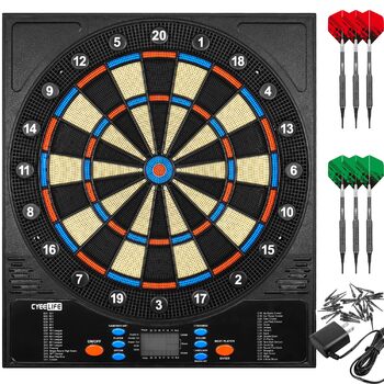 Електронна мішень для дартсу CyeeLife з м&39якими дротиками та додатковими аксесуарами, 8 гравців, 34 гри та 255 варіацій ZD01G