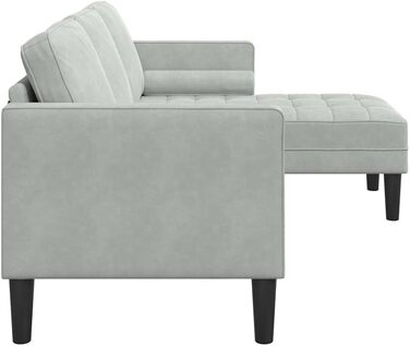 Г-подібний кутовий диван, комплект диванів, світло-сірий, 173 x 131 x 67 см, оксамит, світло-сірий, без лавки