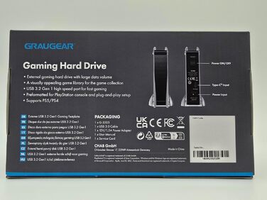 Зовнішній ігровий жорсткий диск GRAUGEAR 12TB для Xbox, ПК, ноутбука, ноутбука, смарт-телевізора, резервного копіювання, розширення пам'яті 3.5 HDD, сумісний з Windows Mac OS Linux