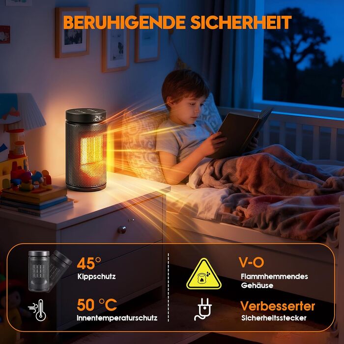 Енергозберігаючий електричний вентилятор-обігрівач, керамічний PTC 2000 Вт, 4 режими, 24-годинний таймер, портативний обігрівач з термостатом та пультом дистанційного керування, захист від перегріву та перекидання для спалень та віталень