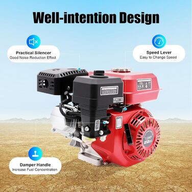 Тактний аварійний генератор, 7,5 к.с., бензиновий двигун, автоматичне відключення при низькому рівні оливи, підходить для сільського господарства тощо., 4-