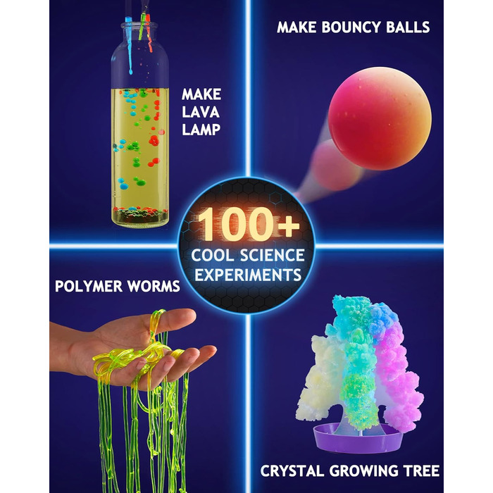 Експериментів для дітей, подарунковий набір іграшок для дітей з STEM-активності та науки, набір для хімії, подарунок на Різдво та день народження, 100