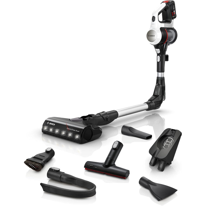 Акумуляторний пилосос Bosch Unlimited 7 BSS711W, акумуляторний вертикальний пилосос, без мішка, акумуляторна батарея, гнучка трубк