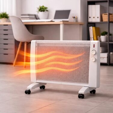 Інфрачервоний обігрівач Syntrox Germany 2400 Вт / Радіаційний обігрівач мобільний електричний обігрівач з термостатом та 4 режимами нагріву, тихий та безпиловий, окремостоячий пристрій з колесами та настінним кріпленням