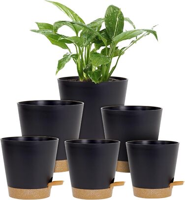 Упаковок квітковий горщик самополивний, 20.3/17.8/16.5/15.2/14/12.7см горщик для рослин з системою зрошення, сівалка з блюдцем, на