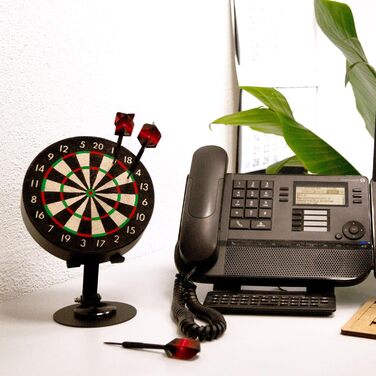 Міні-мішень для дартсу Karella Bulli, мініатюрна мішень для дартсу Ø 15 см з регульованою металевою підставкою, комплект включає 6 міні-дартиків (сталь), для дому, столу, декору, подарунка