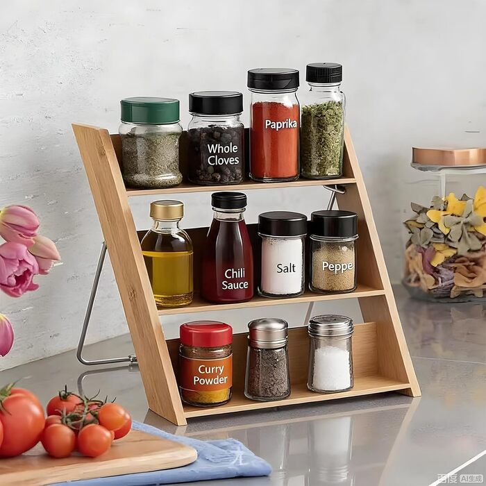 Бамбуковий органайзер для спецій універсальна вставка для спецій/банок/банок, не потребує свердління, нековзний