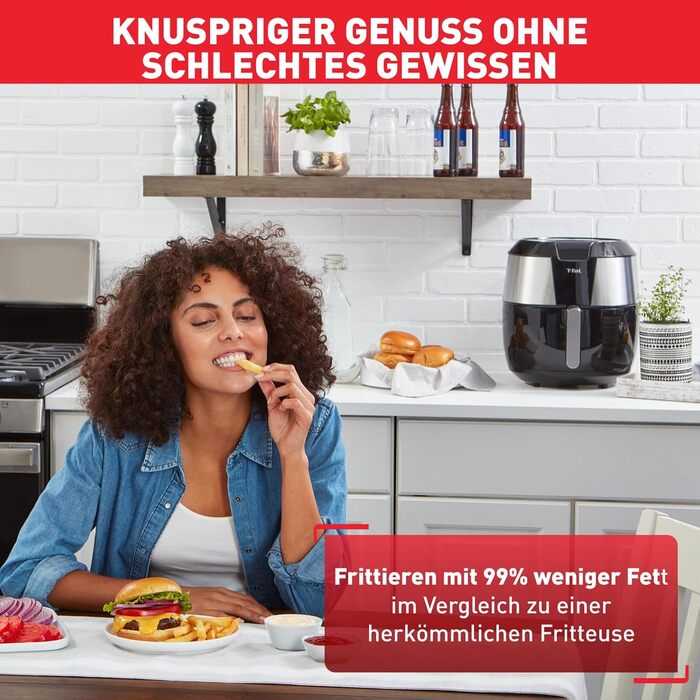 Аерофритюрниця Tefal Easy Fry XXL 5,6 л, EY701 XXL повітряний фритюр, 8 програм, нержавіюча сталь