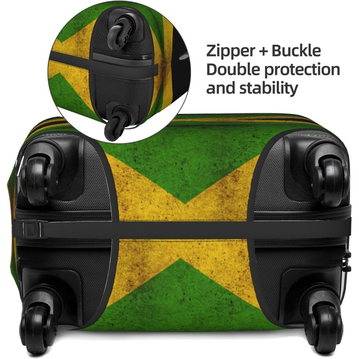 Чохол для валізи з вінтажним прапором Ямайки, міцний захист для багажу, підходить для валіз розміром 45,7 - 81,3 см, розмір XL, Чорний, X-Large