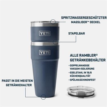 Стаканчик YETI Rambler об&39ємом 887 мл (30 унцій) зі знімною кришкою MagSlider, термокружка з нержавіючої сталі, вакуумна ізоляція рятувальний червоний