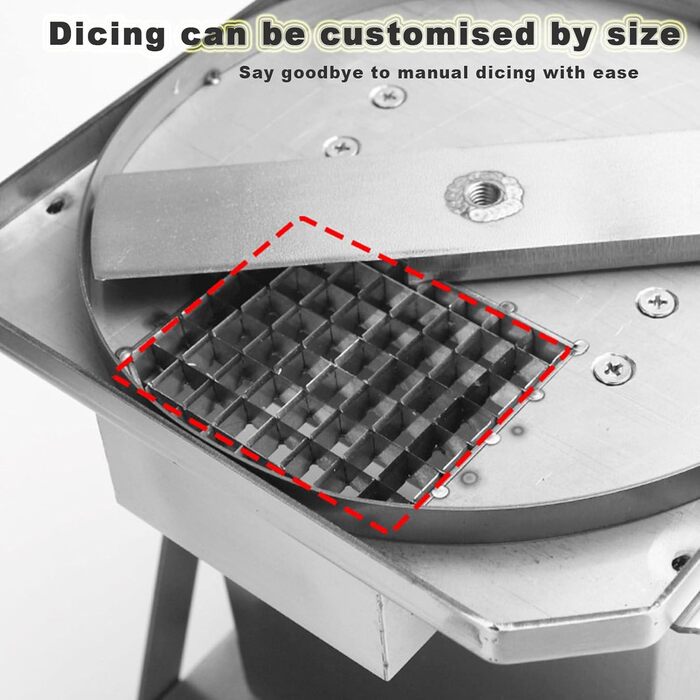 Комерційна овочева машина Oiyekntd з сітчастими ножами, міцна нержавіюча сталь, 200 Вт, електрична машина для кубиків фруктів для картоплі, моркви, огірків, пітаї, 8 мм