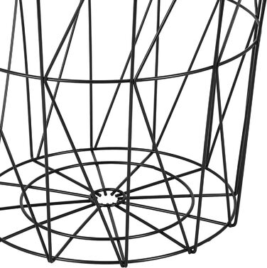 Журнальний столик Spetebo з металевим дротяним кошиком 39 см - Чорний - Стіл-кошик з коричневою стільницею під дерево - Невеликий декоративний столик з кошиком для зберігання, журнальний столик, декоративний столик з відділенням для зберігання