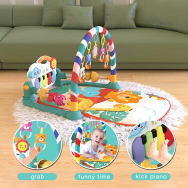 Дитяча ігрова ковдра Eners Baby Play Arch з музикою та світлом розвиваюча іграшка для немовлят і малюків 0-24 місяців, зелений (червоний)