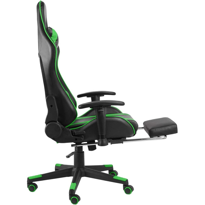 Геймерське крісло з підставкою для ніг, обертове, зелений ПВХ, для дорослих, крісло для ПК, ігрове