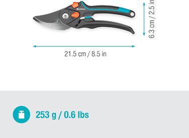 Садові ножиці Gardena PremiumCut Pro Flex, обхідний різ, для свіжої деревини, діаметр різу 24 мм, ергономічні ручки, леза PowerCoating, виготовлені в Німеччині (12252-20) Свіжа деревина, плавно регульована ширина ручки