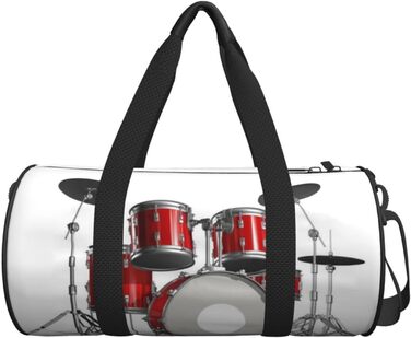 Дорожня сумка з принтом губ у чорно-білу смужку, кругла форма, великий об'єм, легка та міцна, чудовий подарунок для походів, відпустки, ділових поїздок та іншого, стильний дизайн барабанної установки.