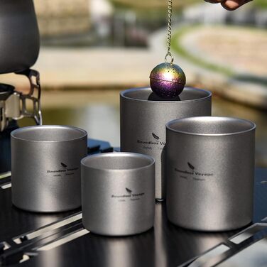 Титанова кружка для кемпінгу на відкритому повітрі 300 мл Дорожня кружка з подвійними стінками, ізольована чашка, складна кавова посуд, легкий міцний посуд для щоденного використання, походів Ti3029D 300 мл чашка-ti3029d