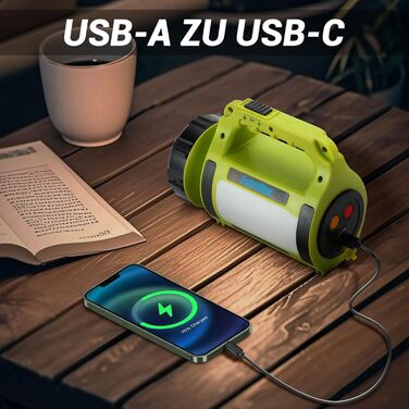 Акумуляторний світлодіодний ліхтар для кемпінгу EXTRASTAR, ліхтарик 650 люмен з 2 рівнями яскравості, функцією зовнішнього акумулятора, холодний білий колір, 3 режими (ліхтарик/бічне освітлення/миготливе світло) для використання на природі, в кемпінгу та 