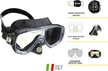 Одинарна маска Onda або комбінований комплект Маска Onda Сноркл Мексика для дайвінгу та сноркелінгу, один розмір, унісекс комбінований комплект чорний/чорний