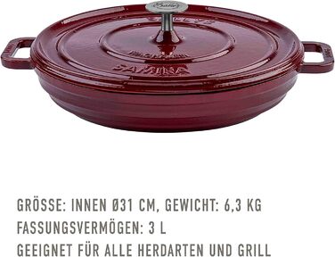 Чавунна каструля Sally's 'Samira deluxe - міцна та високоякісна перлина для ідеального приготування їжі - об'ємом 2,2 літра, для в