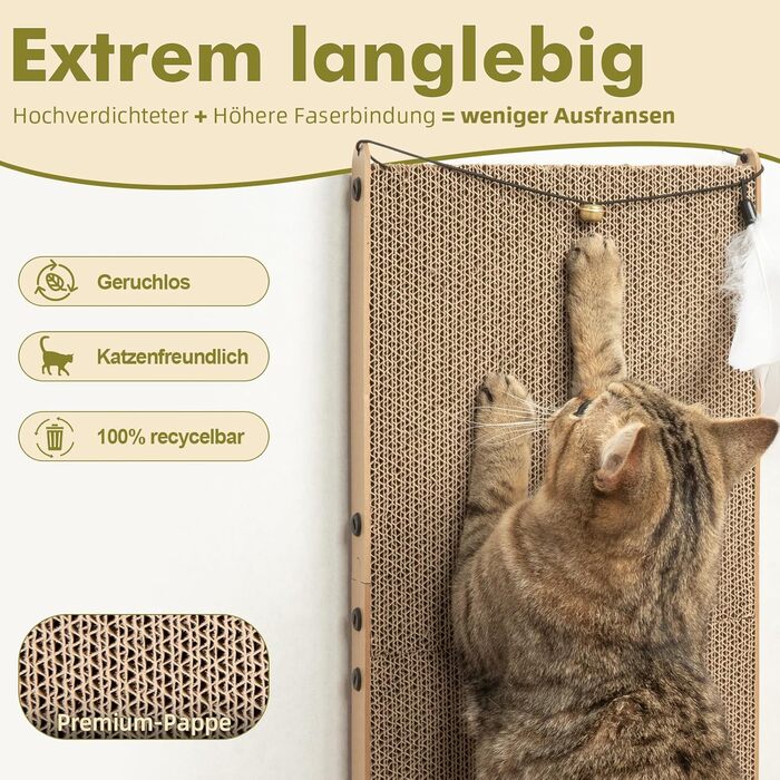 Когтеточка для котів Mora Pets, картонна когтеточка, збільшити, 59 см, когтеточки для котів, L-подібні когтеточки, високоякісні когтеточки з м&39ячиками, гофрований картон, когтеточки, меблі для котів, картонні когтеточки, розмір