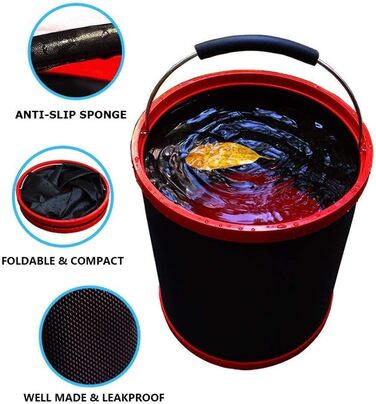 Складане відро, складне відро Oxford 2000D - підходить для кемпінгу, спорту на свіжому повітрі, домашнього використання, миття автомобіля - відро для води об&39ємом 12 л