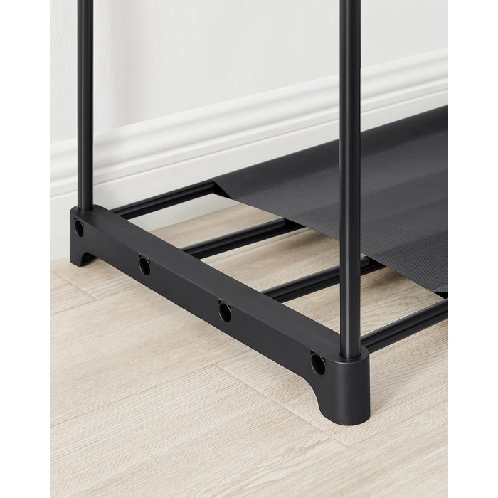 Відкрита шафа, Вішалка для одягу, Штанга для одягу, Шафа, 43 x 151 x 166 см, 4 підвісні полиці, Багато місця, для спальні, вітальні, Чорний RYG036B02