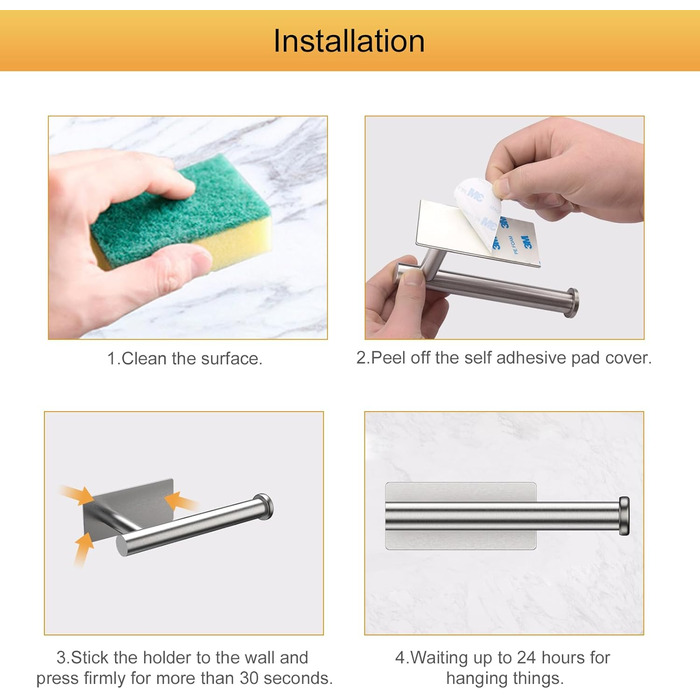 Самоклеючий тримач для туалетного рулону, тримач для туалетного рулону для унітазу без свердління, тримач для туалетного рулону, н