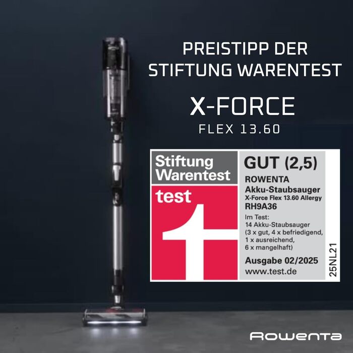 Акумуляторний пилосос Rowenta X-Force Flex 13.60 (RH9A36WV) для алергіків, глибоке очищення, Flex-зєднувач, 150 Air Watt, до 60 хв роботи, Made in France