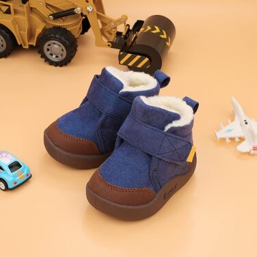 Зимове взуття, дитячі чоботи, дитяче взуття для хлопчиків/дівчат, зимове плюшеве, плоске гумове, протиковзке, розмір 18-23 EU, 22 EU, темно-синє