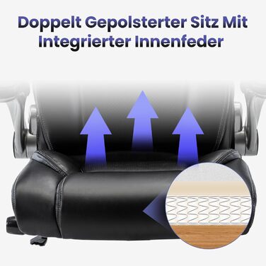 Ергономічне офісне крісло COLAMY Black-02 Classic, штучна шкіра, чорний