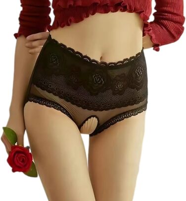 Стрінги відкриті RSLOVE, еротичні, з вирізом у паховій зоні, чорні, XL