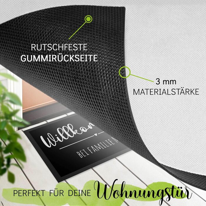 Персоналізований килимок для дверей з принтом королівського кольору та одним рядком власного тексту - Вітальне серце - Подарунки на новосілля Нековзний, 60x40 см з гумовим краєм