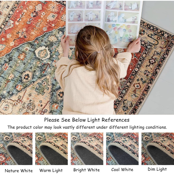 Килимок для дверей KIMODE Boho для дому, 60 x 90 см, Килимок для дверей з коротким ворсом, який можна прати, зі штучної вовни зі стертою текстурою, нековзний, м&39який килимок для ванної кімнати, для вхідних дверей, спальні, кухні, вхідної зони, червоний,