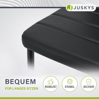 Обідні стільці Juskys Loja, комплект з 4 шт. , з оббивкою зі штучної шкіри та високою спинкою - міцний сталевий каркас, витримує вагу до 120 кг - 4 стільці для їдальні та кухні, кухонні стільці, обідній стілець, чорний, комплект з 4 шт.