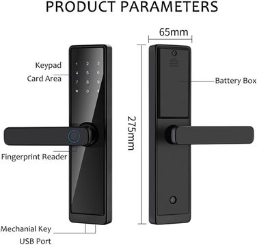 Цифровий розумний дверний замок Swokely з відбитками пальців і ручкою Біометричний безключовий дверний замок Живлення від батареї для дверей товщиною 30-100 мм