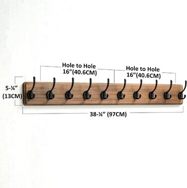 Вішалка для пальто Dseap, міцна гачкова вішалка довжиною 97 см з 10 гачками, гачки для пальто настінні, гачки для пальто для одягу