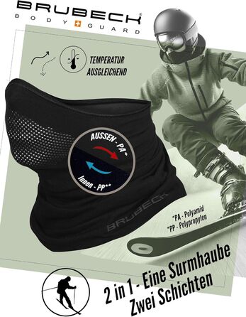 Балаклава BRUBECK X-Pro Half Balaclava Чоловіча Жіноча Клімат-регулюючий Маска для обличчя Балаклава Функціональний одяг Дихаюча KM10430 X-pro Чорна L-XL