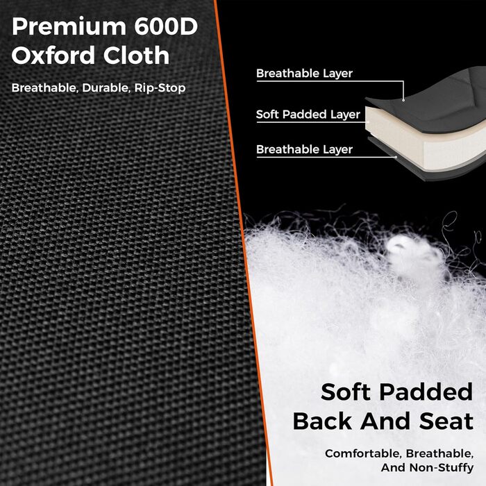 Крісло для кемпінгу KingCamp з сумкою-холодильником та тримачем для напоїв, кемпінгове крісло для дорослих, складні вуличні стільці для саду, пікніка, походів, використання в приміщенні, вантажопідйомність 136 кг, чорний