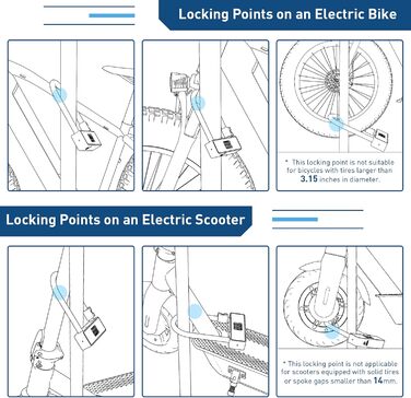 Замок велосипедний Hiboy комбінований, захист від крадіжки, з тримачем, сталевий замок з дужкою 10 мм, U-подібний замок для самокатів та велосипедів