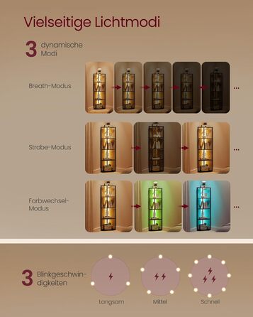 Кутова полиця VASAGLE з 5 полицями, книжкова полиця з регульованим світлодіодним освітленням, сталевий каркас, 24,8 x 48 x 146,6 см, для вітальні, спальні, кабінету, чорний колір Ebony LBC590B02