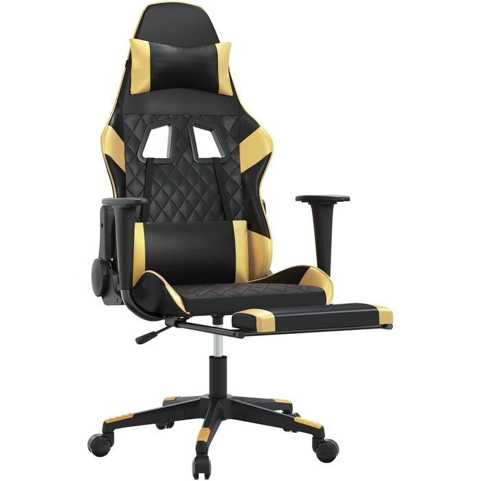 Ігрове крісло з підставкою для ніг, крісло для ПК, ігрове крісло, крісло для геймерів, крісла для ігор, крісла для кабінету, крісло для Playstation, комп&39ютерне крісло, чорно-золота штучна шкіра