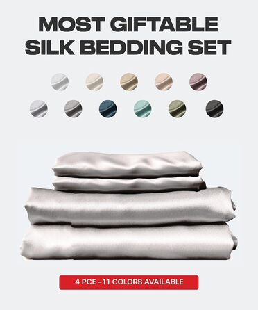 Комплект шовкової постільної білизни Colorado Home Co Mulberry, 100 шовк, простирадло з глибокою кишенею, повне приталене простира