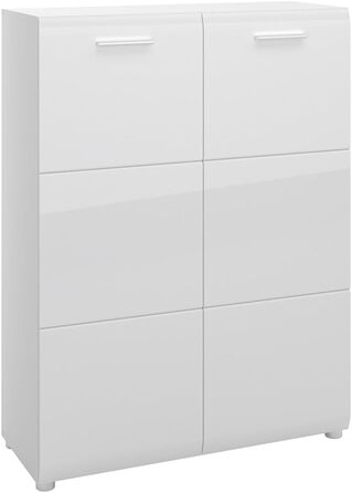 Шафа для одягу Lomadox 4 предмети з дзеркалом і тумбою для взуття білий глянцевий Шафа для передпокою в сучасному стилі