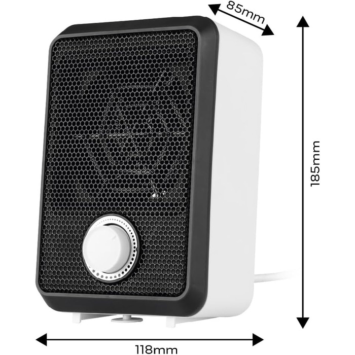 Настільний вентилятор-обігрівач NEO TOOLS, 600 Вт - Компактний міні-вентилятор-обігрівач з термостатом та захистом від перекидання, ідеально підходить для столів та офісів, ефективний точковий обігрів 90-129