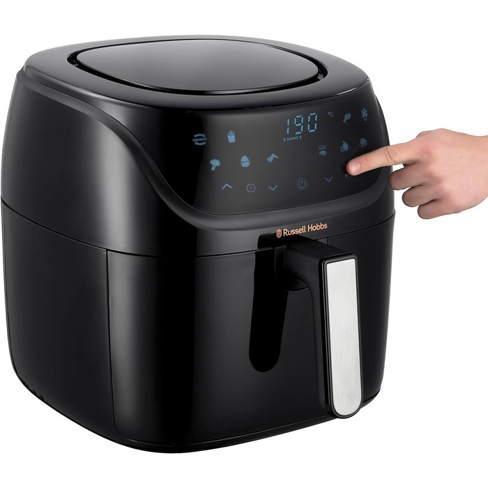 Аерофритюрниця Russell Hobbs XXL 8 л компактний корпус 7 функцій приготування10 програм AirFryer (можна мити в посудомийній машині, макс. 220C, фритюрниця без олії, гриль, запікання, смаження, зневоднення) SatisFry 27170-56