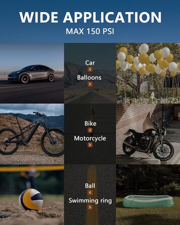 Електричний повітряний насос SERVOMASTER, портативний міні-компресор з манометром, акумулятор електричного повітряного насоса 150 фунтів на квадратний дюйм 12 В постійного струму, автомобільні аксесуари для чоловіків, велосипед з повітряним насосом зі сві